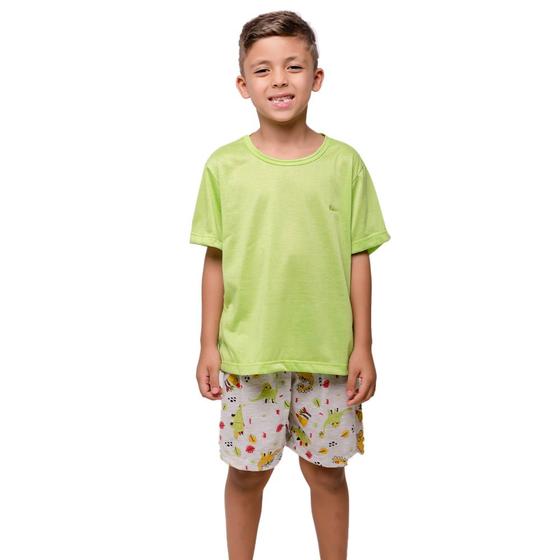 Imagem de Pijama Infantil Diones Menino Com Camiseta Lisa e Shorts