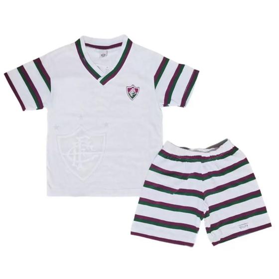 Imagem de Pijama Infantil Do Fluminense Oficial Camisa Shorts Revedor