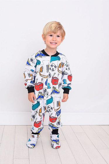 Imagem de Pijama infantil e juvenil esporte é diversão com pezinho- moletinho com felpa