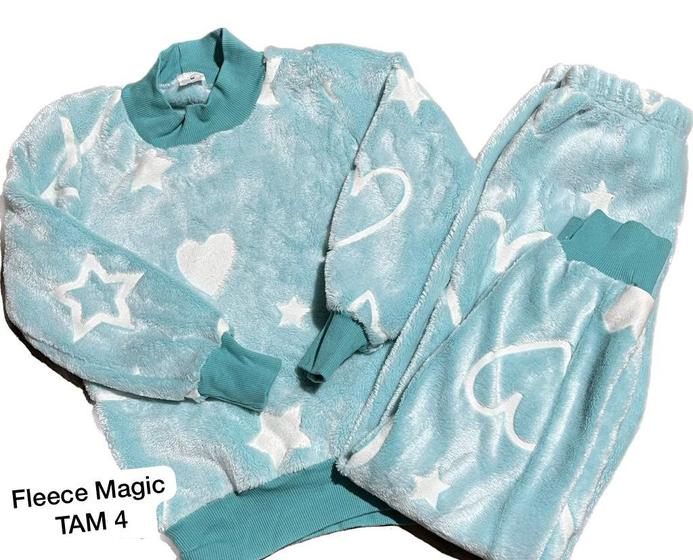 Imagem de Pijama infantil em fleece magic (brilha no escuro) tamanho 4