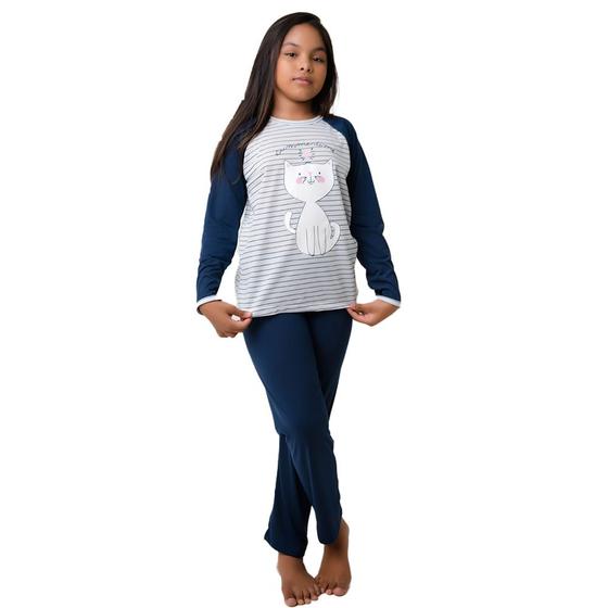 Imagem de Pijama Infantil Estampado Diones Camiseta Manga Longa E Calça Para Menina