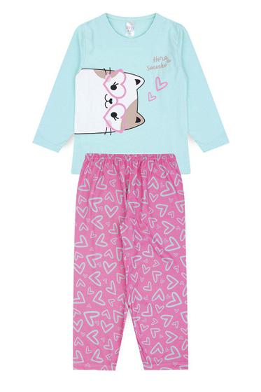 Imagem de Pijama Infantil Feminino Inverno Cat - Hey Kids Azul Claro