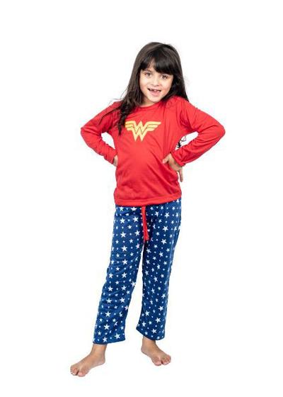 Imagem de Pijama Infantil Feminino Longo Inverno Mulher Maravilha