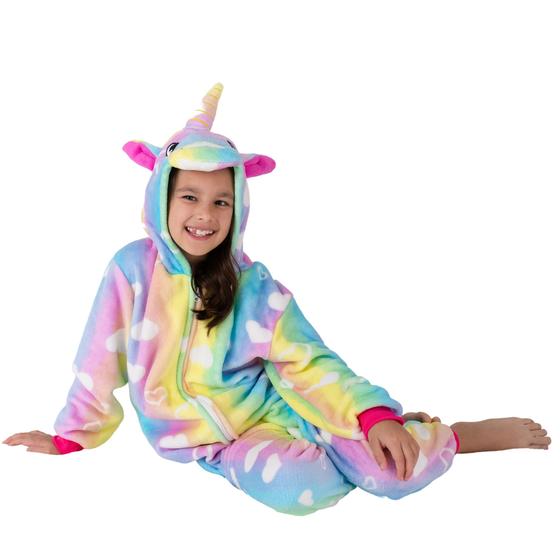 Imagem de Pijama Infantil Macacão Kigurumi Unicórnio Roupa Dormir Feminino