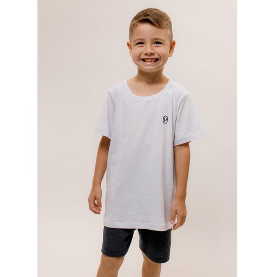 Imagem de Pijama Infantil Manga Curta Algodão  Branco/ Preto mescla