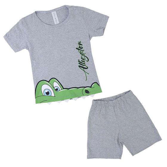 Imagem de Pijama Infantil Masculino Toy Box Curto Alligator Cinza 6041