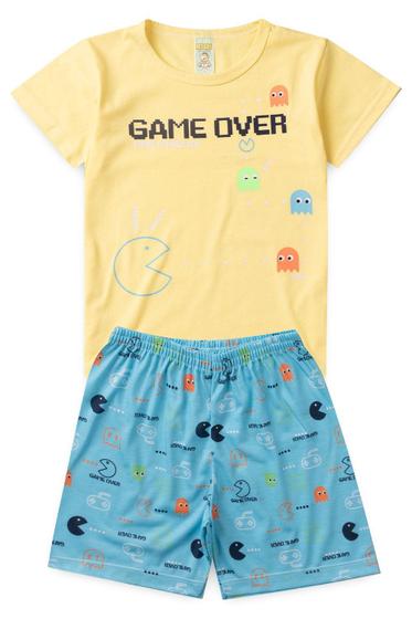 Imagem de Pijama Infantil Masculino Verão Game Over - Hey Kids - Amarelo