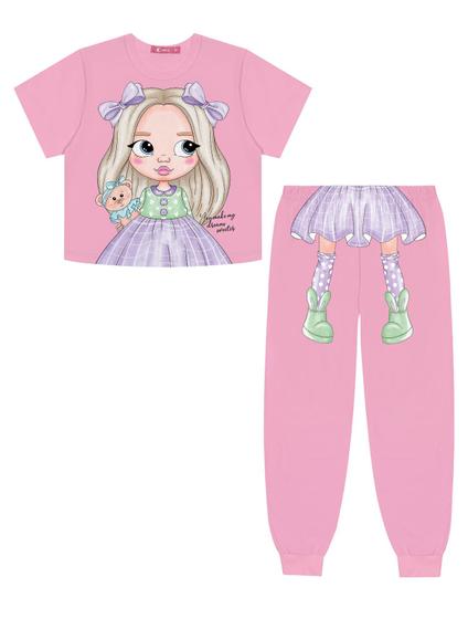 Imagem de Pijama Infantil Menina Blusa E Calça Boneca Rosa Cinti