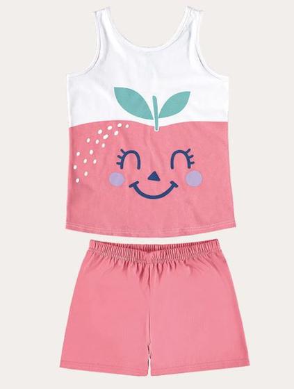 Imagem de Pijama Infantil Menina Conjunto Blusa e Short em Meia Malha 100% Algodão BRILHA NO ESCURO MalweeKids