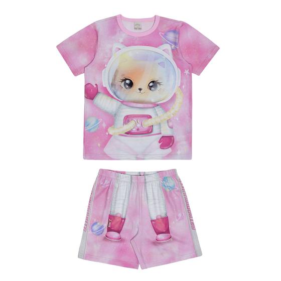 Imagem de Pijama Infantil Menina Gatinha Astronauta Rosa Alakazoo