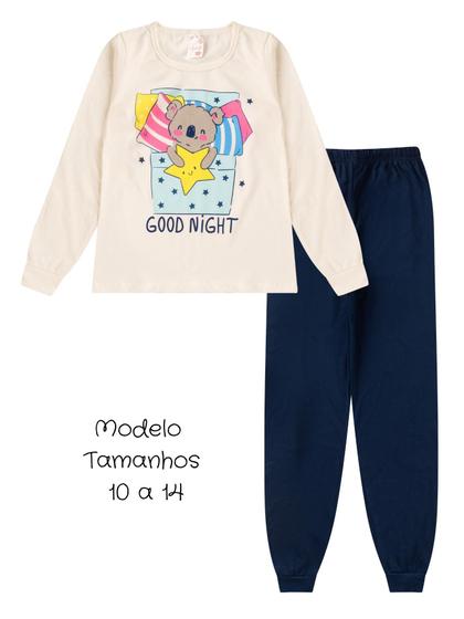 Imagem de Pijama Infantil Menina Inverno em Meia Malha Blusa Manga Longa e Calça Roupa de Dormir