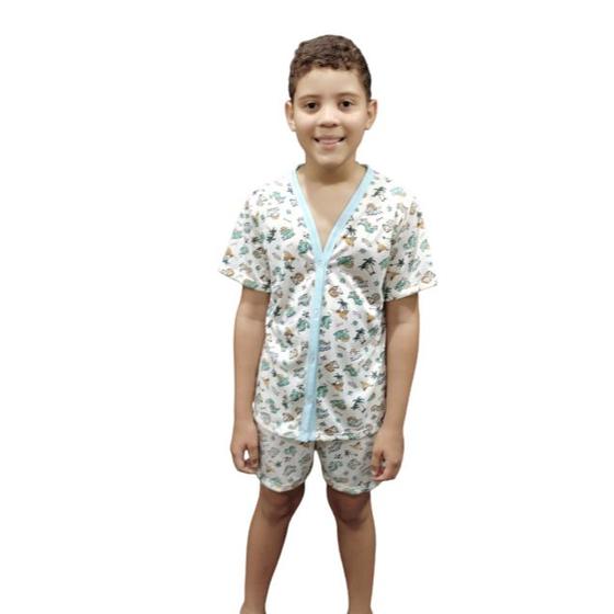 Imagem de Pijama Infantil menino de Botão americano Pijama Manga Curta e Short Masculino