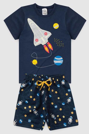 Imagem de Pijama Infantil Menino Foguete Planetas Verde