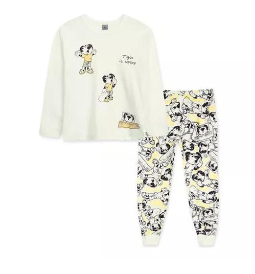 Imagem de Pijama Infantil Tigor Off White & Preto-Tamanho 5