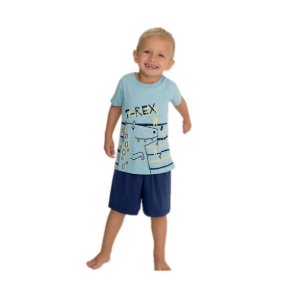 Imagem de Pijama Infatil Menino Azul T-Rex - Evanilda