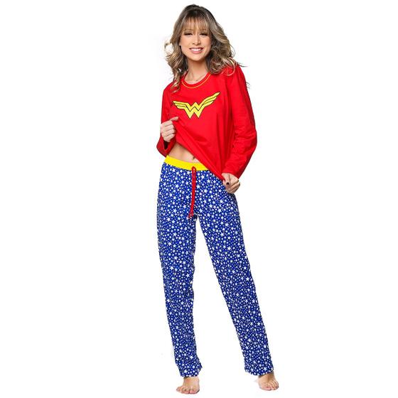 Imagem de Pijama Inverno Estampa Mulher Maravilha Manga Longa