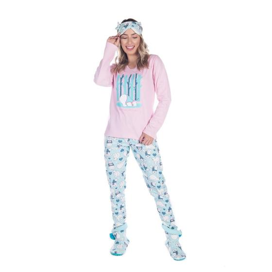 Imagem de Pijama Inverno Frio Longo Feminino Sweet Canelado Victory