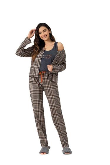 Imagem de Pijama inverno trio regata calca e camisa lua encantada