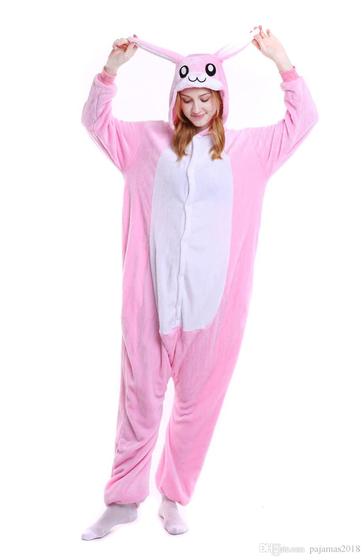 Imagem de Pijama  Kigurume Macacão  Coelho Rosa Adulto Pronta Entrega 