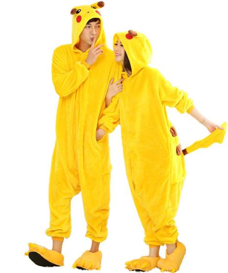Imagem de Pijama Kigurumi  Cosplay Pikachu Adulto Com Capuz Macacão Unissex 