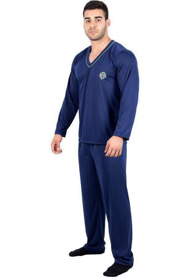 Pijama Longo 080 4 Estações Masculino Liso Manga Longa Inverno Fechado Comprido Inverno Adulto Azul Marinho Menor preço em Pijama Longo 080 4 Estações Masculino Liso Manga Longa Inverno Fechado Comprido Inverno Adulto Azul Marinho