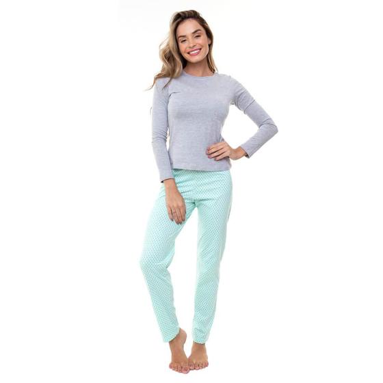 Imagem de Pijama Longo Feminino E-Pijama By Sepie 5113/LS223 Poliviscose - Verde Poá