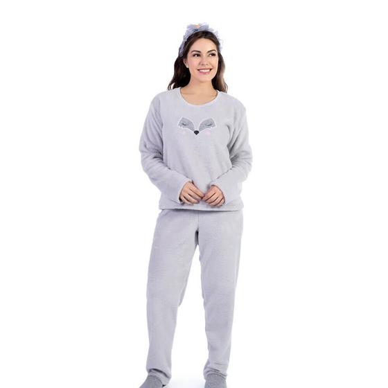 Imagem de Pijama Longo Feminino Raposa Fleece Cia do Corpo 5104