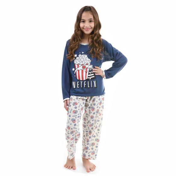 Imagem de Pijama Longo Infantil Menina Personagem Inverno Manga Longa