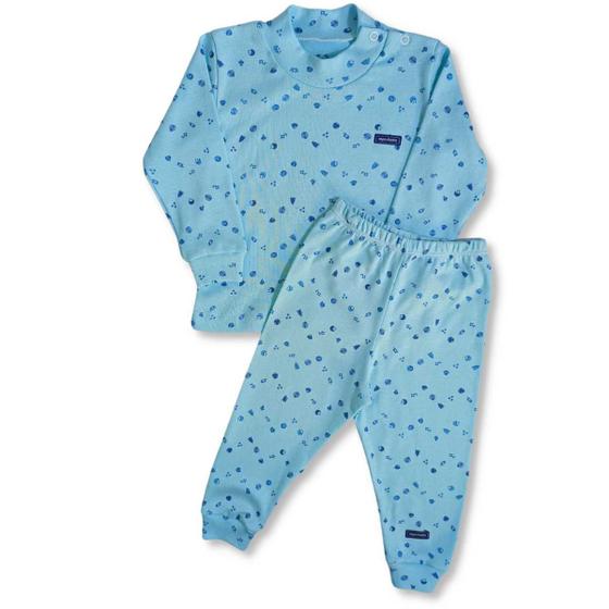 Imagem de Pijama longo infantil verde espaço canelado - segunda pele INV