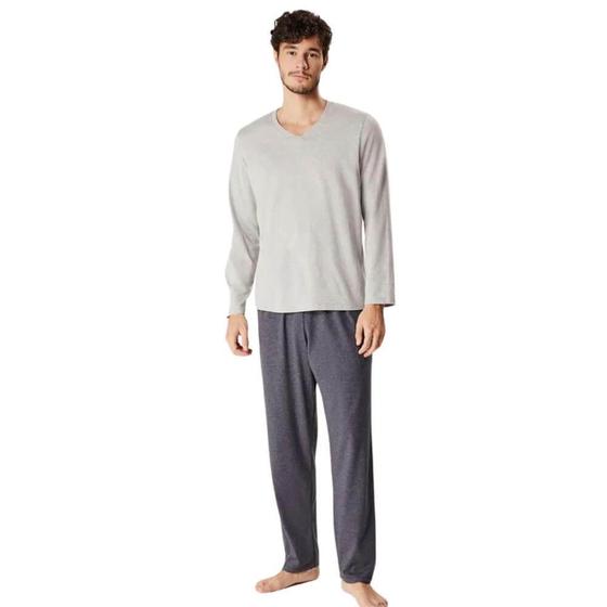 Imagem de Pijama Longo Masculino 100% Algodão Hering - Cinza