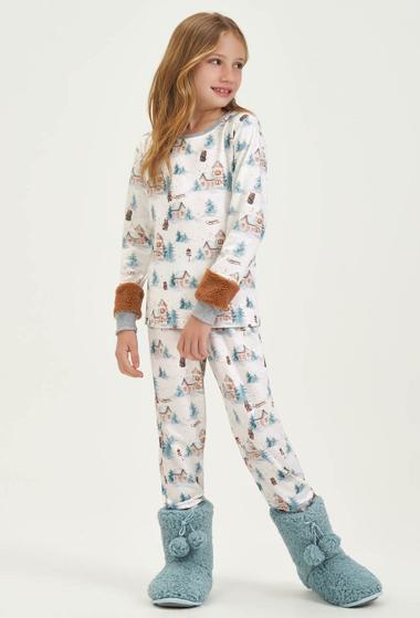 Imagem de Pijama Longo Menina Moletinho Flanelado Cor com Amor