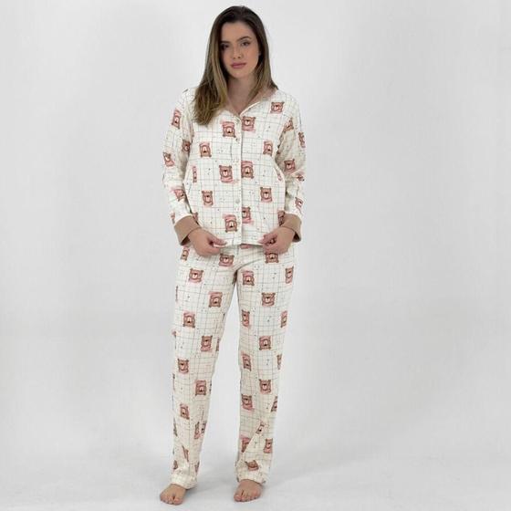 Imagem de Pijama Lua Encantada Americano em Soft Estampado Manga Longa Com Calça Feminino