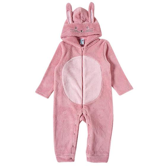 Imagem de Pijama Macacão Infantil Pelúcia Coelhinho Rosa Tip Top