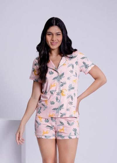 Imagem de Pijama malha com camisa e shorts estampado