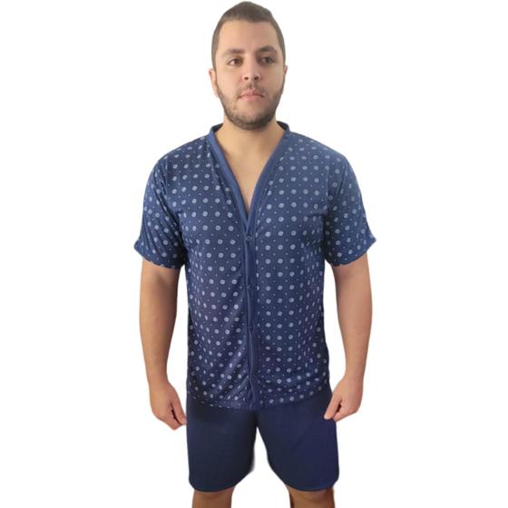 Imagem de Pijama masculino aberto com botões manga curta e Short Verão