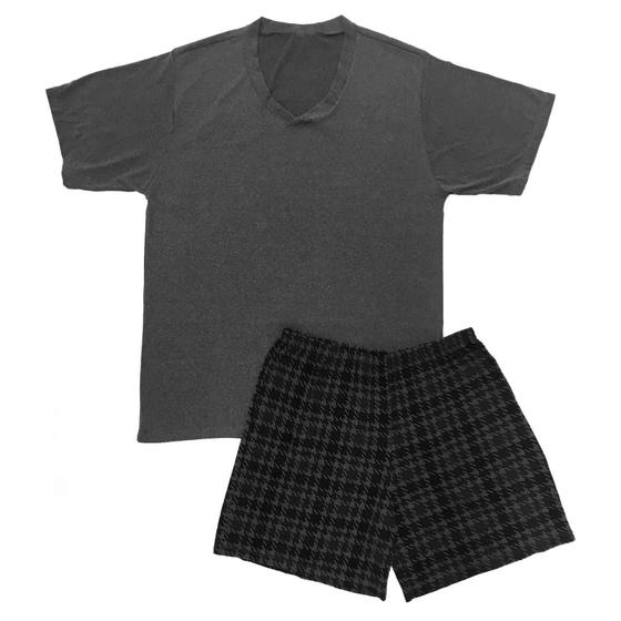 Imagem de Pijama Masculino Curto com Shorts Estampado Malha Fria Vangli Chumbo 6005