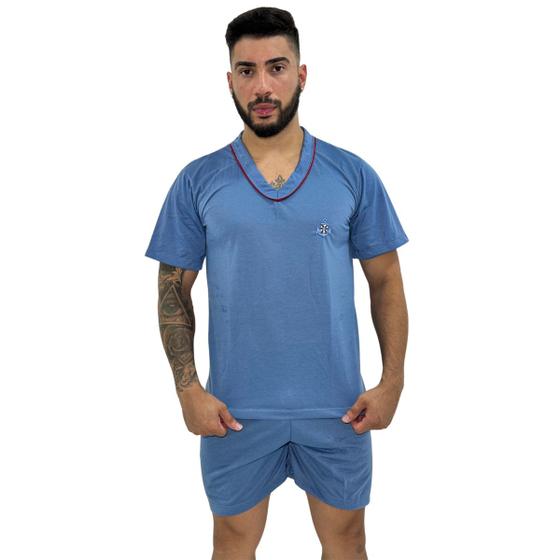 Imagem de Pijama Masculino Gola V Meia Manga com Short Roupa de Dormir