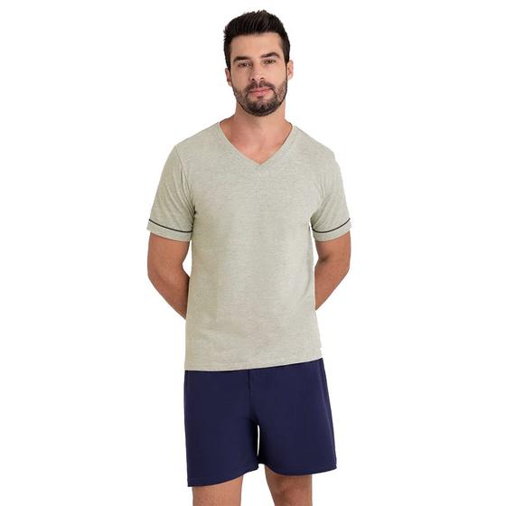 Imagem de Pijama Masculino Lupo Curto Algodão 28000-001 Mescla Marinho