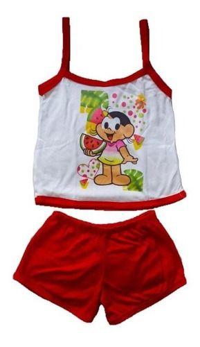 Imagem de Pijama Menina Moca Infantil Feminina Short Regata Malha Conjunto Camiseta Personagem Alca Baby Doll Atacado Algodão