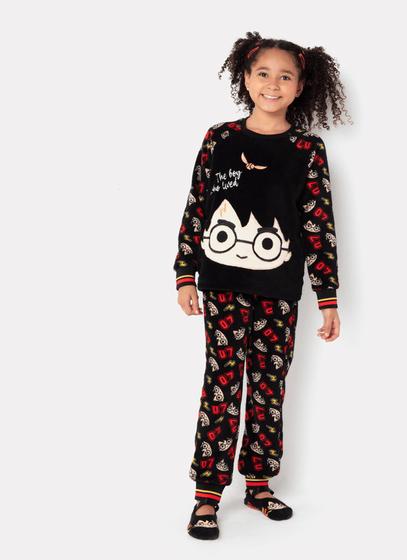 Imagem de Pijama ml kids soft hp preto puket