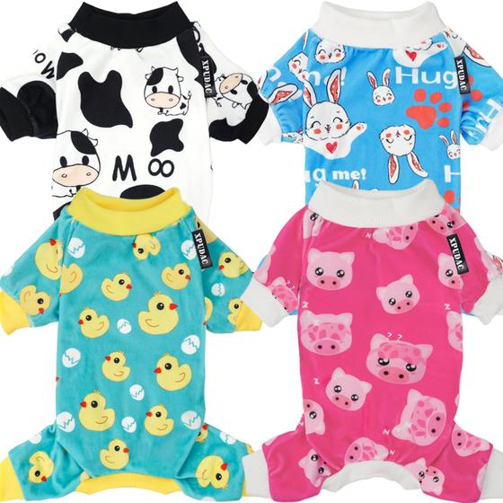 Imagem de Pijama para cães XPUDAC de 4 peças para roupas de Natal para cães pequenos