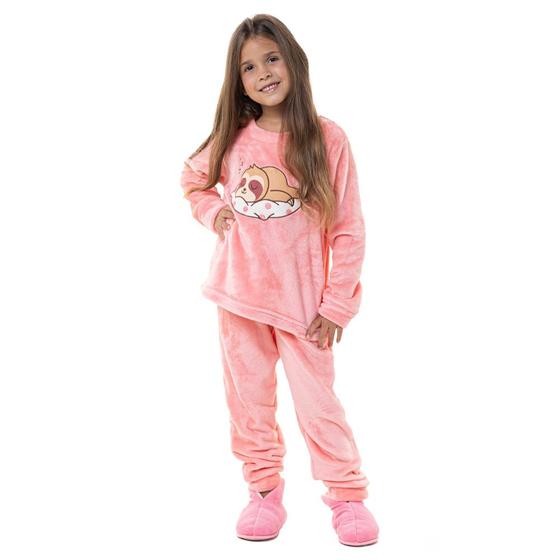 Imagem de Pijama Pelúcia Bordado Preguiça