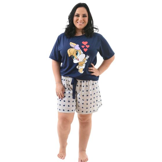 Imagem de Pijama Plus Size Feminino Baby Doll Manga Curta Confortável