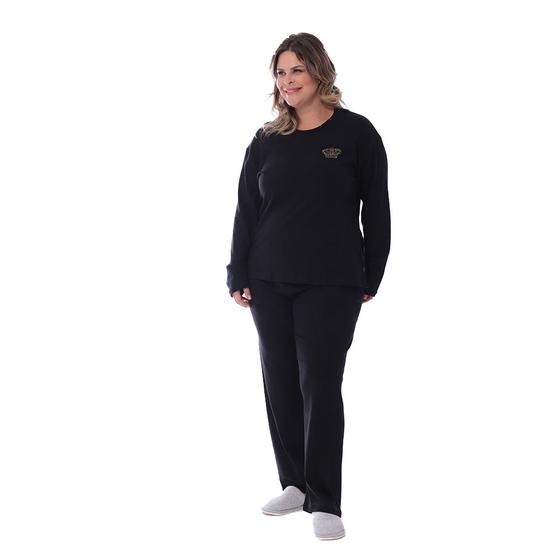 Imagem de Pijama Plus Size Frio Inverno Com Bordado Feminino Adulto