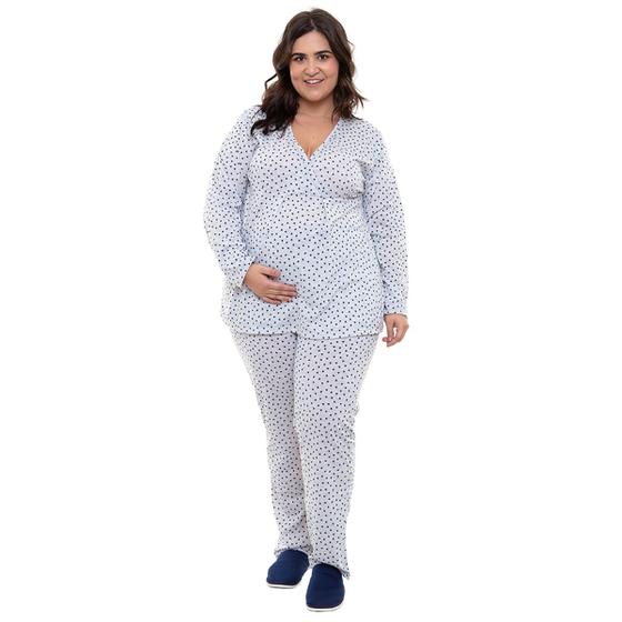 Imagem de Pijama Plus Size Inverno Gestante e Pós Parto Coração  Linda Gestante