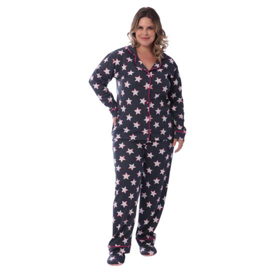 Imagem de Pijama Print Plus Size Americano Canelado