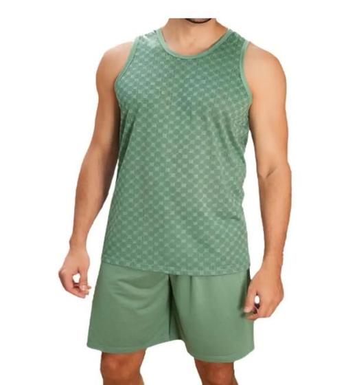 Imagem de Pijama Regata com short Masculino PV confortável não P ao G3 plus não amassa 073