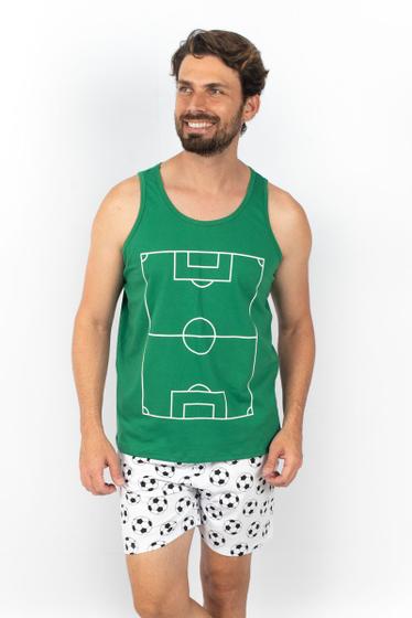 Imagem de Pijama Regata Masculino Adulto - Campo Futebol Verde