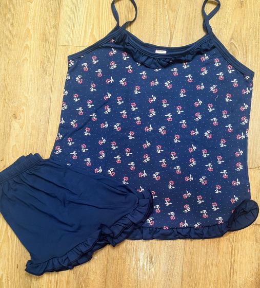 Imagem de Pijama Short Doll feminino Alça fina Azul Tam M