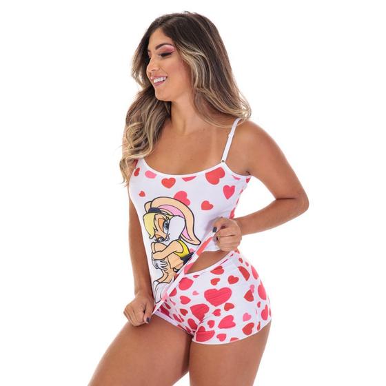 Imagem de Pijama Short Doll Personagem Adulto Alcinha Frimodas Rosa